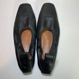 ATP All Tomorrows Parties Womens Shoes Black Leather Flats Size 40 Slip On Italy